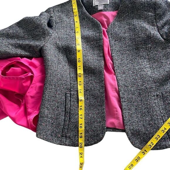 Chelsea28 (Nordstrom) Black Pink Accent Tweed Crop Open Front Blazer - Size S - Picture 9 of 14